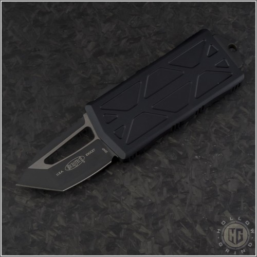 (#158-1T) Microtech Exocet T/E Black Tactical Plain - Front