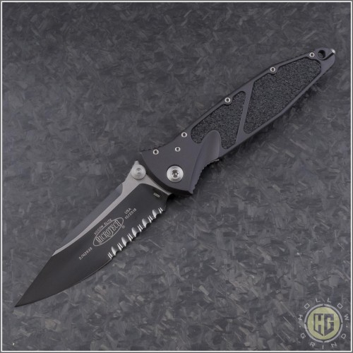 (#160-2) Microtech Socom Elite M/A Black Partially Serrated - Front