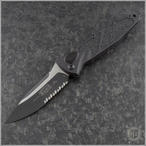 (#160A-2T-b) Microtech [Pre-Owned] Socom Elite Auto S/E Black Tactical Part Serrated - Front