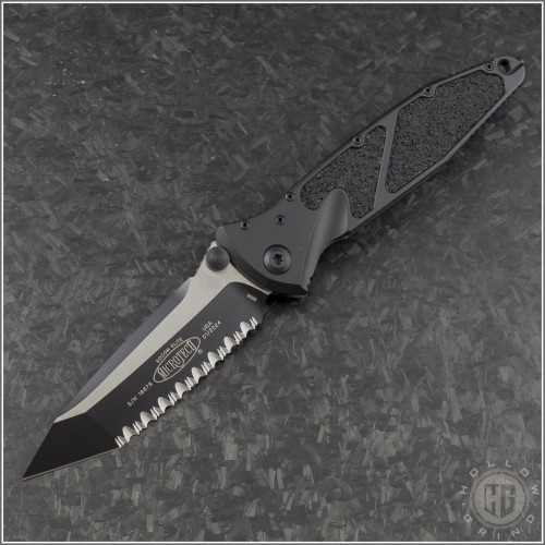(#161-3T) Microtech Socom Elite M/A Black Fully Serrated Tanto - Front