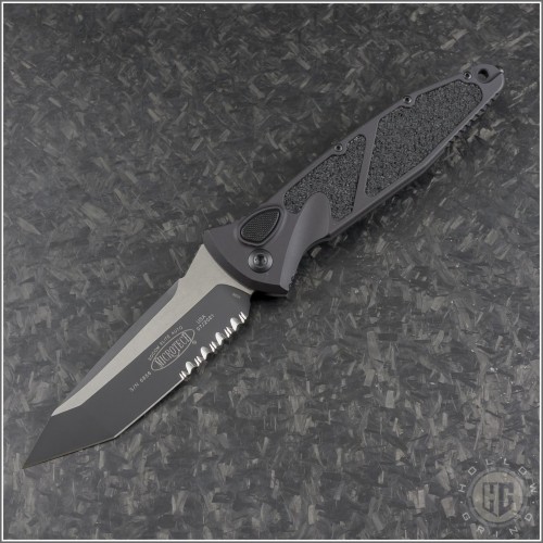 (#161A-2T) Microtech Socom Elite Auto T/E Black Part Serrated - Front