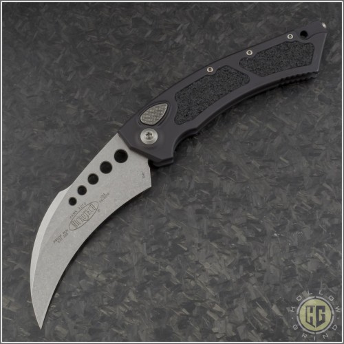(#166-10PR) Microtech Knives Hawk Proof Run Stonewash Plain - Front