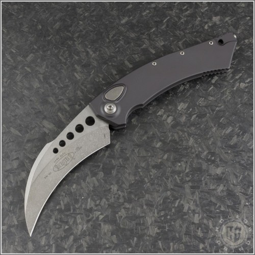 (#166S-10) Microtech Knives Hawk Stonewash Plain - Front
