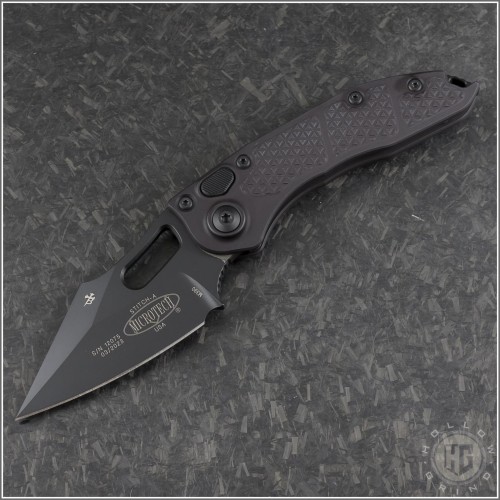 (#169-1T) Microtech Stitch Auto Black Tactical - Front
