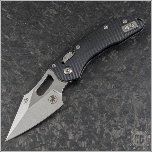 (#169RL-10FLGTBK) Microtech Ram-Lok Stitch G-10 Handle Stonewash Plain - Front
