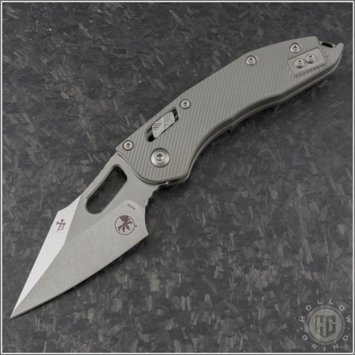 (#169RL-10FLNC) Microtech Natural Clear Ram-Lok Stitch Fluted Aluminum Stonewash Plain - Front