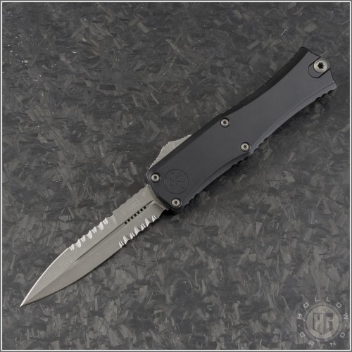 (#1701M-11AP) Microtech Knives Hera II Mini Bayonet Stonewash Part Serrated - Front