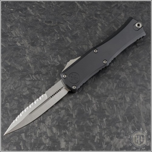 (#1701M-12) Microtech Knives Hera II Mini Bayonet Stonewash Full Serrated - Front
