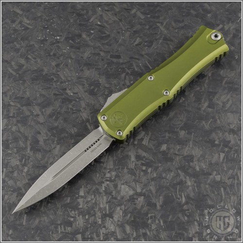(#1702M-10APOD) Microtech Knives OD Green Hera II Mini D/E Apocalyptic - Front