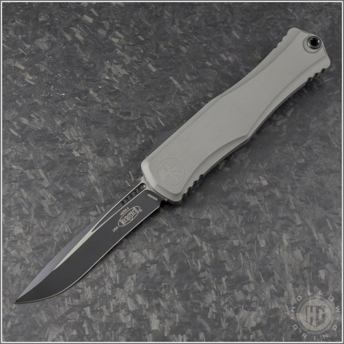 (#1705-1NC) Microtech Knives Natural Clear Hera II Black Tacitcal Recurve Plain - Front