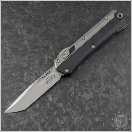 (#185-10) Microtech Glykon Tanto Stonewash Plain - Front