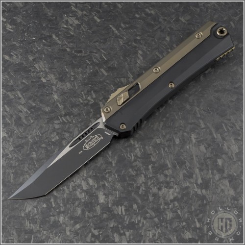 (#185-1BK-Z2) Microtech Glykon Tanto Black Plain - Front