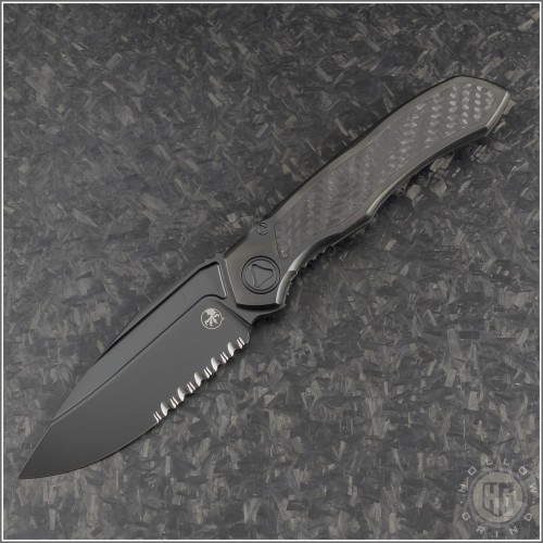 (#190C-2DLCTCFITI) Microtech Anax DLC Part Serrated - Front