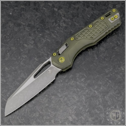 (#210-10FRDGG-U25) Microtech Grenade Green MSI Wharncliffe Ram-Lok Apocalyptic Plain - Front