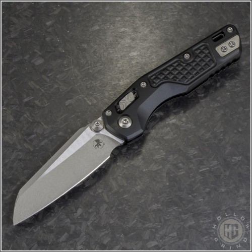 (#210M-10FR) Microtech MSI Mini Ram-Lok Wharncliffe Stonewash Plain - Front