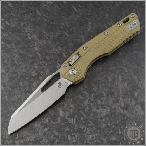(#210T-10PMDE) Microtech Dark Earth MSI Wharncliffe Ram-Lok Stonewash Plain - Front