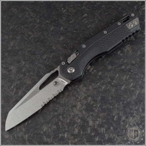 (#210T-11PMBK) Microtech MSI Wharncliffe Ram-Lok Stonewash Part Serrated - Front