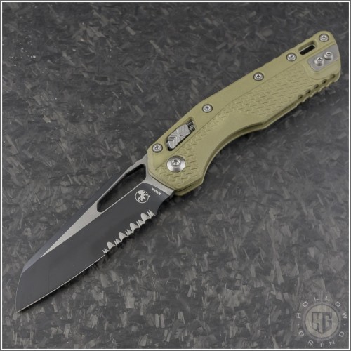(#210T-2PMOD) Microtech OD Green MSI Wharncliffe Ram-Lok Black Part Serrated - Front