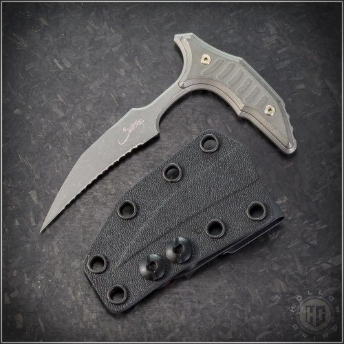 (#218-12APMS1) Microtech Knives Bee Full Serrated Bronze Titanium - Front