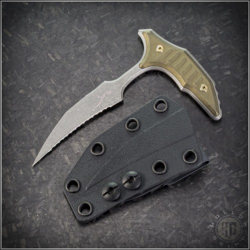 (#218-12APMS2) Microtech Knives Bee Full Serrated Bronze Titanium - Front