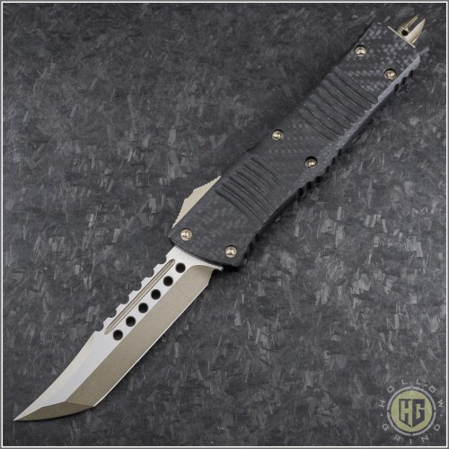 (#219-13CF) Microtech Combat Troodon Hellhound Bronzed Standard CF Top - Front