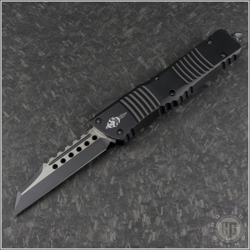 (#219W-1TS) Microtech Combat Troodon Warhound Tanto Black Plain - Front