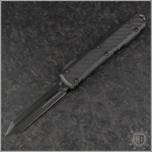 (#223-1DLCTCFS) Microtech Tactical Spartan Ultratech D/E DLC Plain CF Top - Front