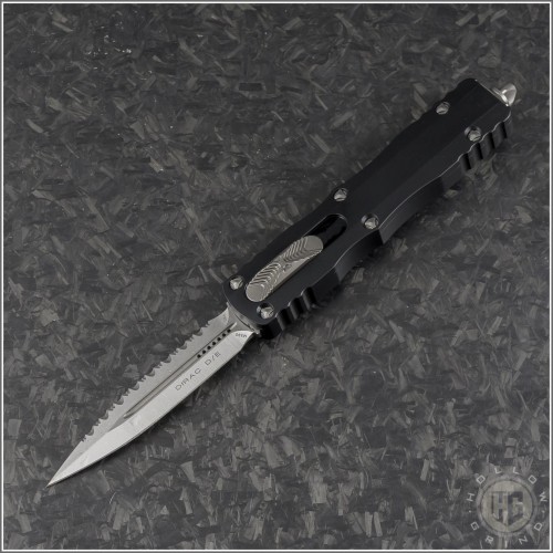 (#225-12) Microtech Knives Dirac D/E Stonewash Full Serrated - Front