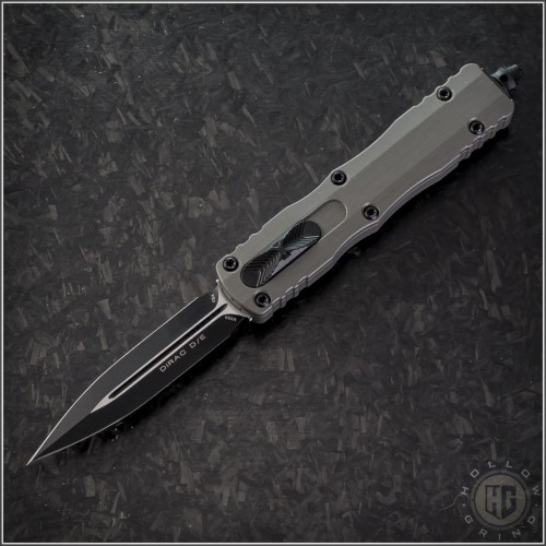 (#225-1NC) Microtech Knives Natural Clear Dirac D/E Black Plain - Front