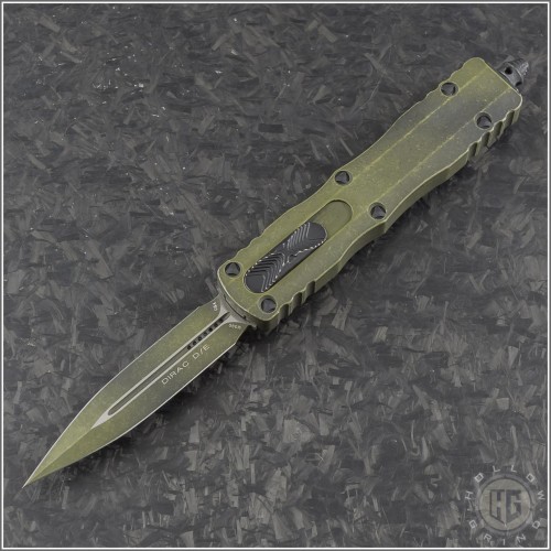 (#225-1WGG) Microtech Knives Weathered Grenade Green Dirac D/E Plain - Front