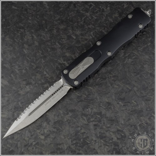 (#227-12) Microtech Knives Dirac Delta D/E Stonewash Fully Serrated - Front