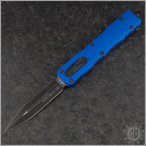 (#227-1BL) Microtech Knives Blue Dirac Delta D/E Black Plain - Front
