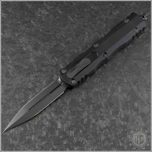 (#227-1DLCTSH) Microtech Knives Shadow Dirac Delta D/E Black Plain - Front