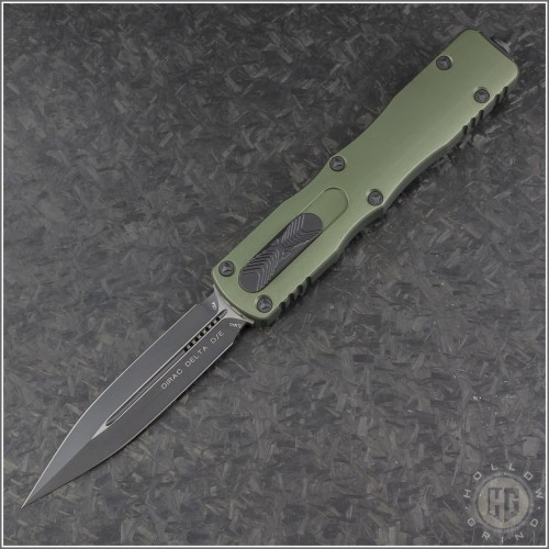 (#227-1OD) Microtech Knives OD Green Dirac Delta D/E Black Plain - Front