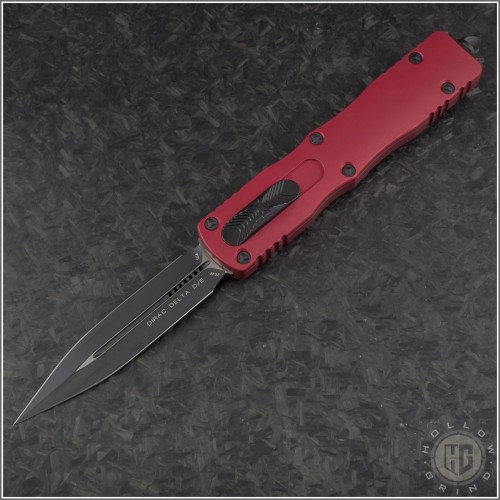 (#227-1RD) Microtech Knives Red Dirac Delta D/E Black Plain - Front