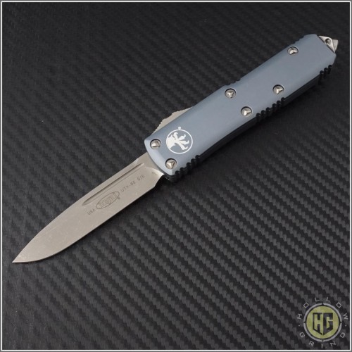 (#231-10APGY) Microtech Gray UTX-85 S/E Apocalyptic Plain - Front