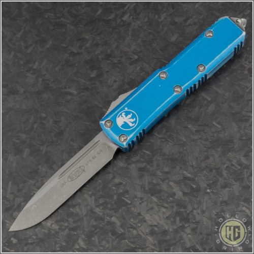 (#231-10DTQ) Microtech Distressed Turquoise UTX-85 S/E Apocalyptic Plain - Front