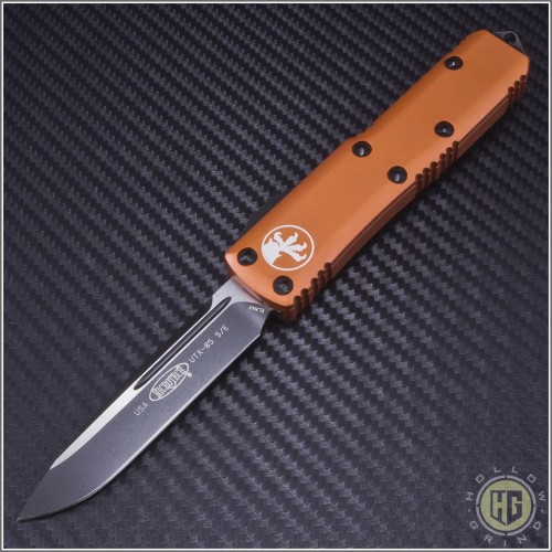 (#231-1OR) Microtech Orange UTX-85 S/E Black Plain - Front