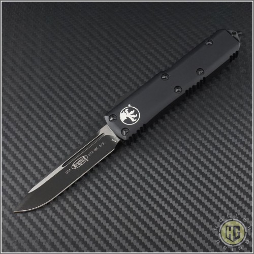 (#231-1T) Microtech UTX-85 S/E Black Tactical Plain - Front