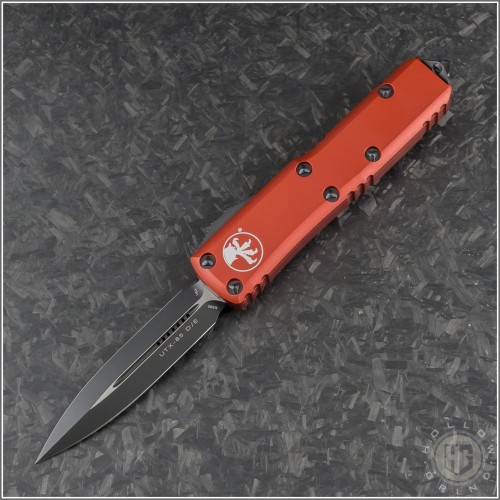 (#232-1RD) Microtech Red UTX-85 D/E Black Plain - Front