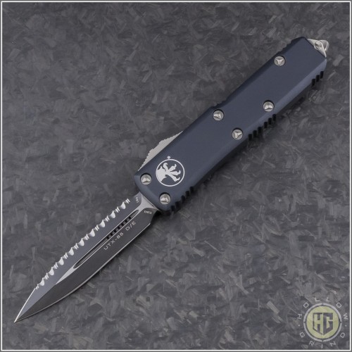 (#232-3) Microtech UTX-85 D/E Black Full Serrated - Front