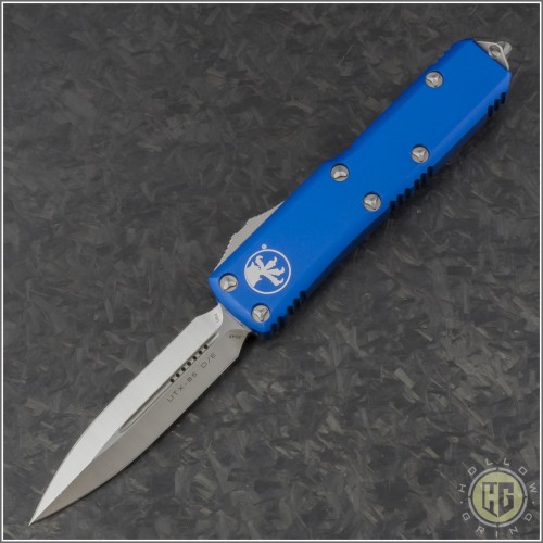 (#232-4BL) Microtech Blue UTX-85 D/E Satin Plain - Front