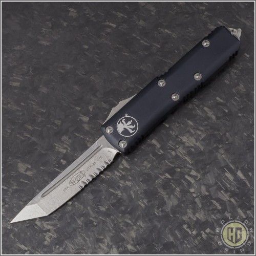 (#233-11) Microtech UTX-85 T/E Stonewash Partially Serrated - Front