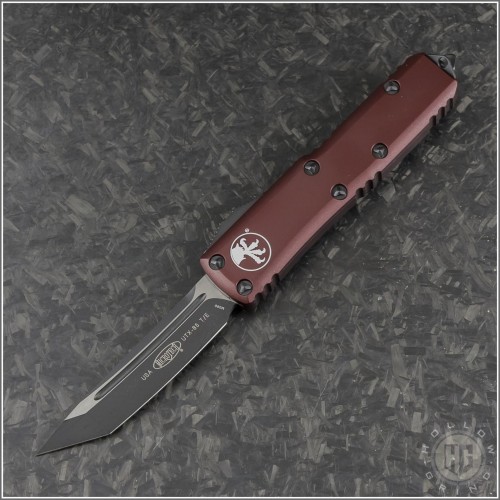 (#233-1MR) Microtech Merlot UTX-85 T/E Black Plain - Front