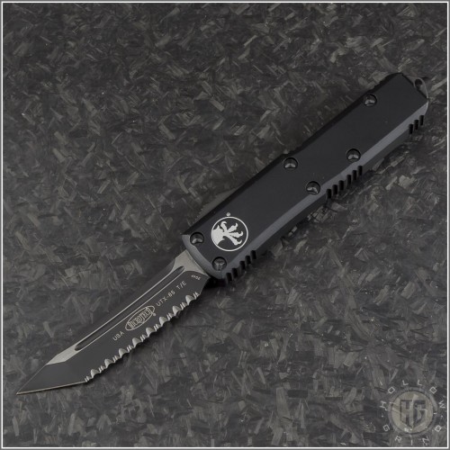(#233-3T) Microtech UTX-85 T/E Black Full Serrated - Front