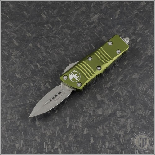 (#238-10APOD) Microtech OD Green Mini Troodon D/E Apocalyptic Plain - Front