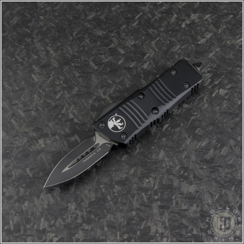 (#238-1T) Microtech Mini Troodon D/E Black Plain - Front