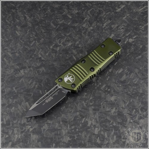 (#240-1OD) Microtech OD Green Mini Troodon T/E Black Plain - Front