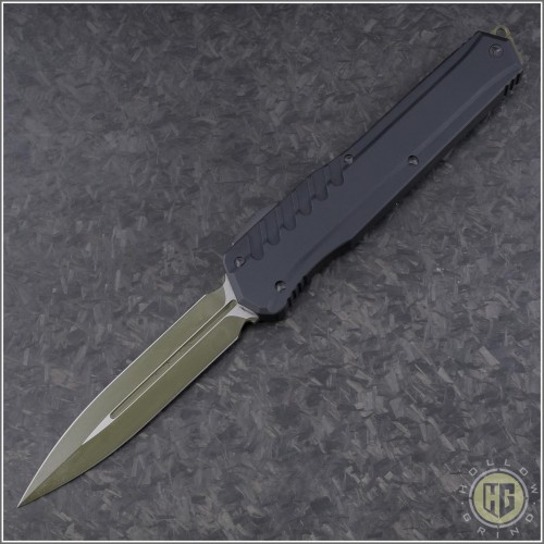 (#242M-1GRBK) Microtech Cypher MK7 D/E OD Green Blade & Black Hardware - Front