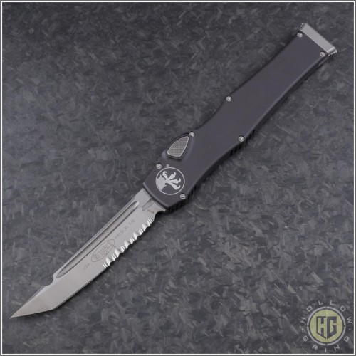 (#250-5NS) Microtech Halo VI T/E Satin Part Serrated No Safety - Front